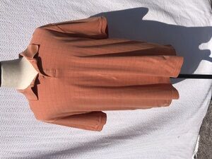 Haggar Men's Size Large Performance Rust Short Sleeve Polo Shirt Golf Preppy